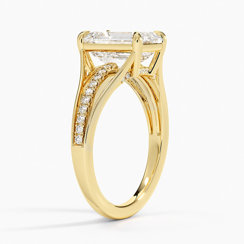 Tressa Split Shank Diamond Ring - Emerald Cut Center Stone