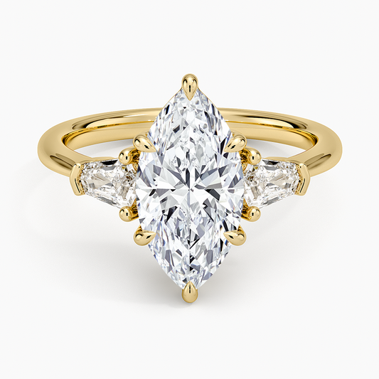 Shield Cut Three Stone Diamond Ring (1/4 ct. tw.) - Marquise Center Stone