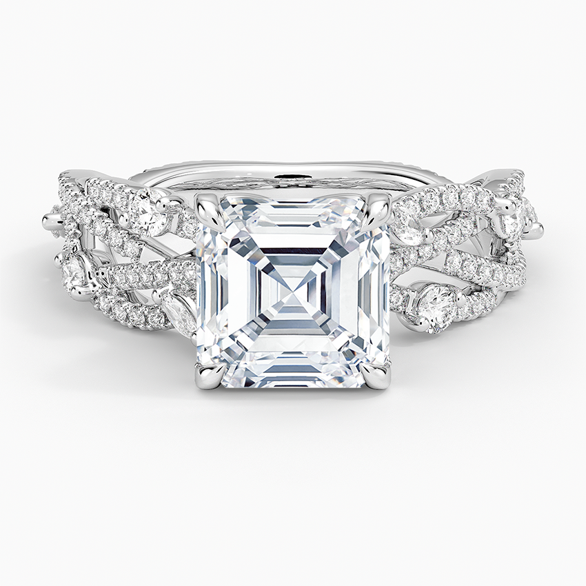 Grand Secret Garden Diamond Ring - Asscher Cut Center Stone