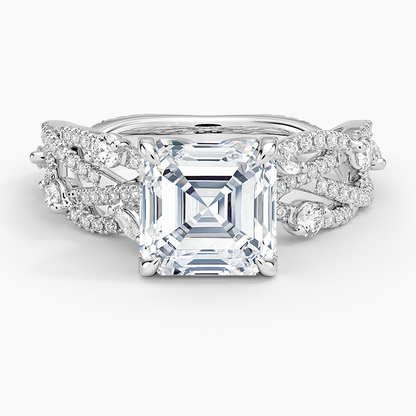 Grand Secret Garden Diamond Ring - Asscher Cut Center Stone