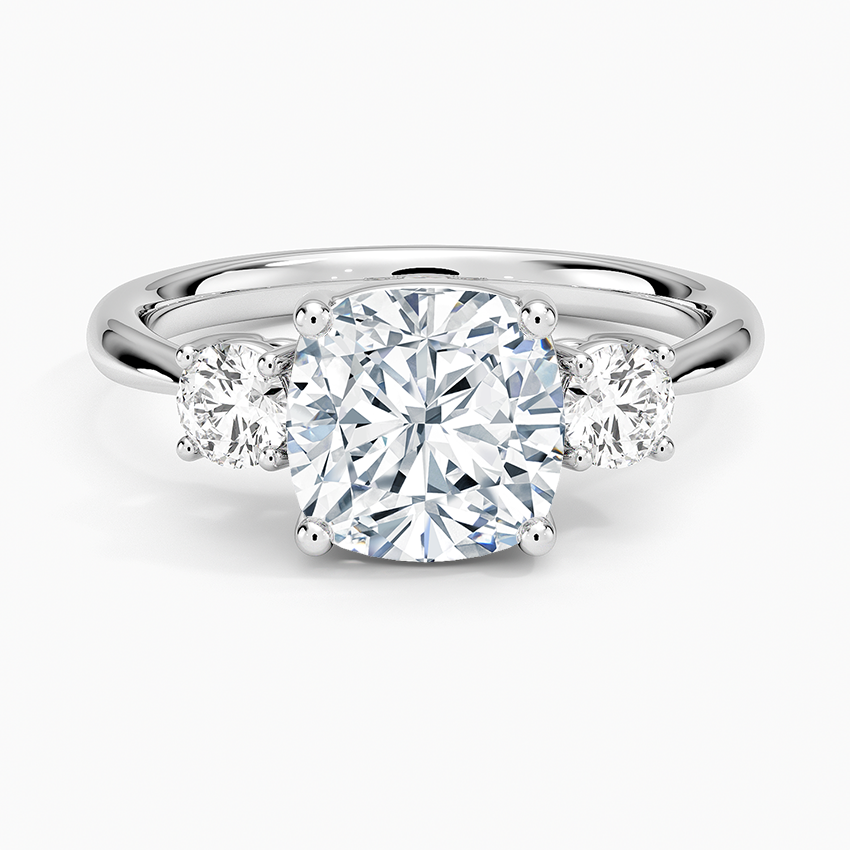Selene Three Stone Diamond Ring (1/3 ct. tw.) - Cushion Cut Center Stone