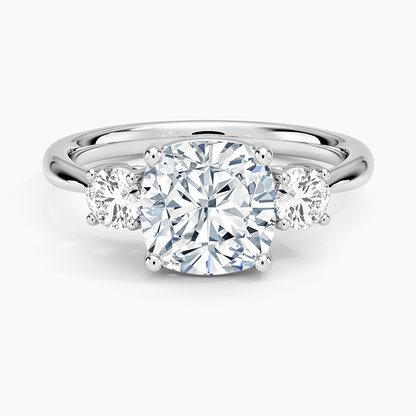 Selene Three Stone Diamond Ring (1/3 ct. tw.) - Cushion Cut Center Stone