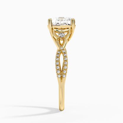 Luxe Celtic Love Knot Diamond Ring - Cushion Cut Center Stone