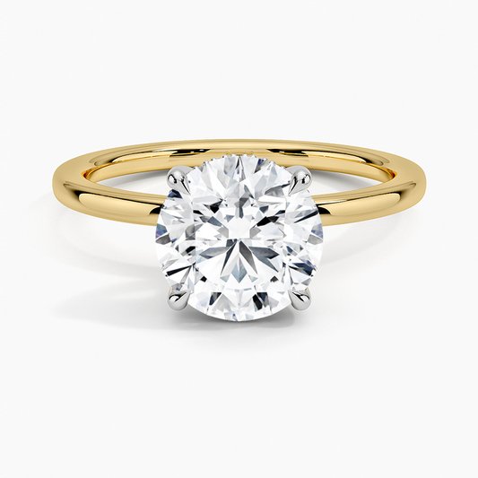 Adorned Mixed Metal Diamond Ring - Round Center Stone