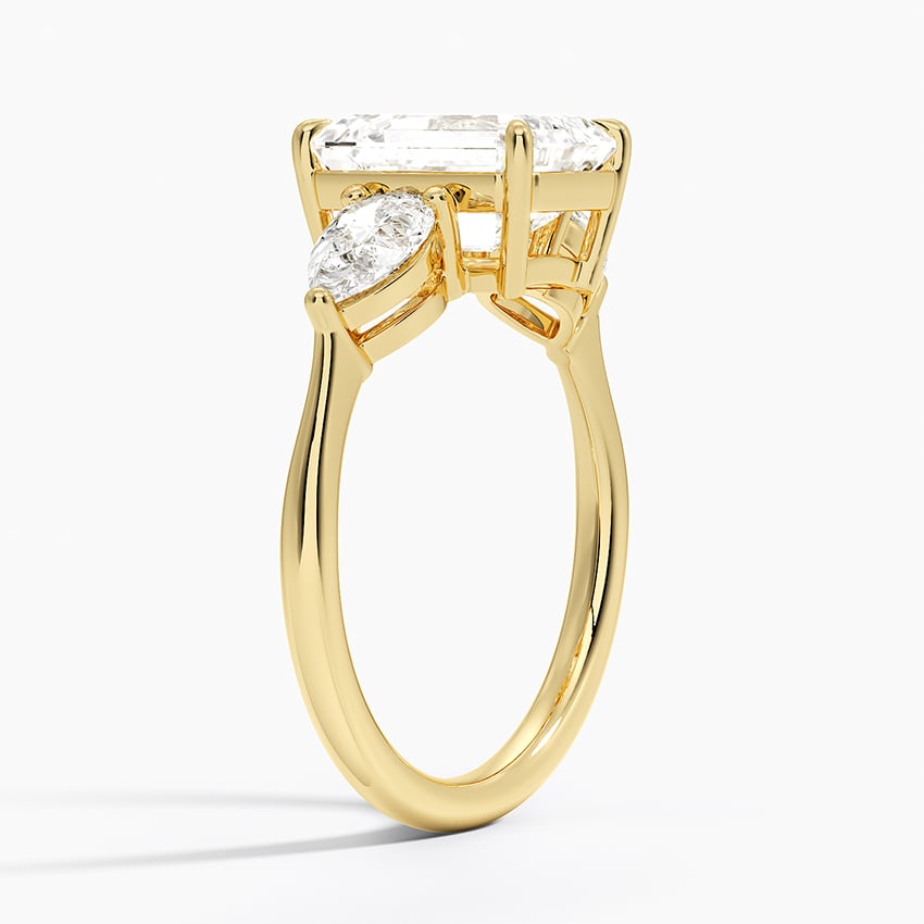 Luxe Opera Three Stone Diamond Ring - Emerald Cut Center Stone