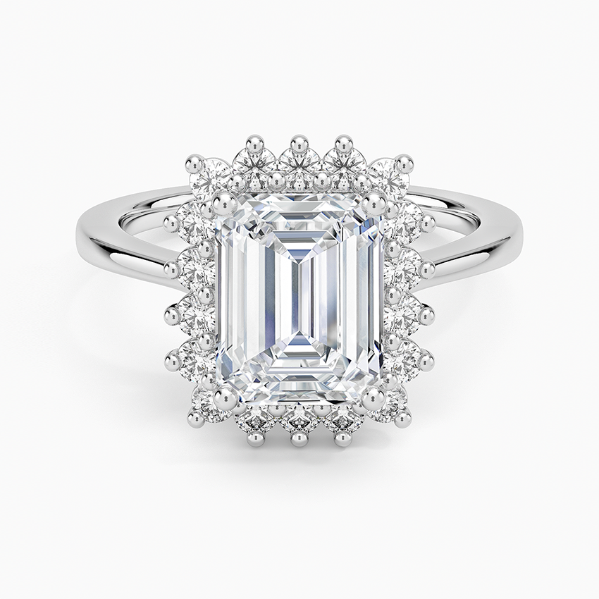 Sunburst Halo Diamond Ring (1/4 ct. tw.) - Emerald Cut Center Stone