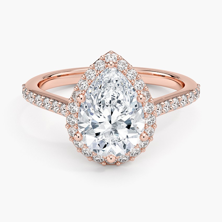 Halo Diamond Ring with Side Stones (1/3 ct. tw.) - Pear Center Stone