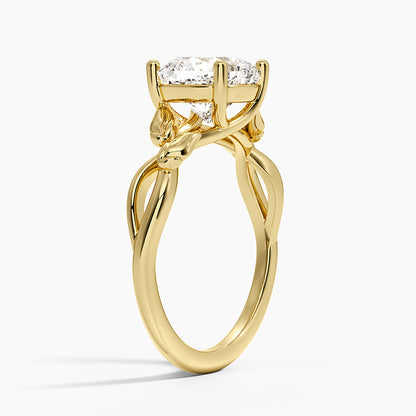 Budding Willow Solitaire Ring - Cushion Cut Center Stone