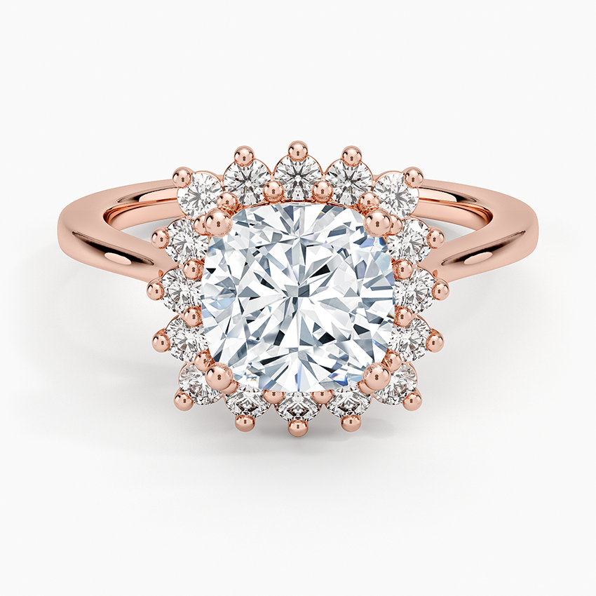 Sunburst Halo Diamond Ring (1/4 ct. tw.) - Cushion Cut Center Stone
