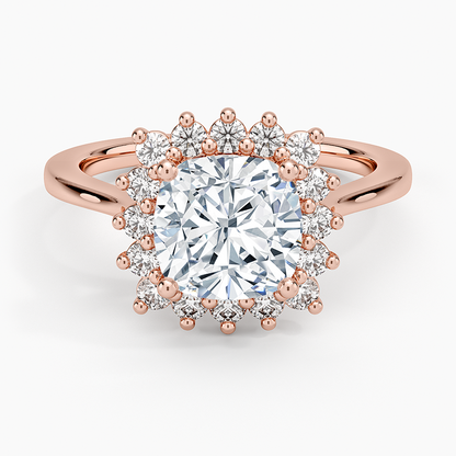 Sunburst Halo Diamond Ring (1/4 ct. tw.) - Cushion Cut Center Stone