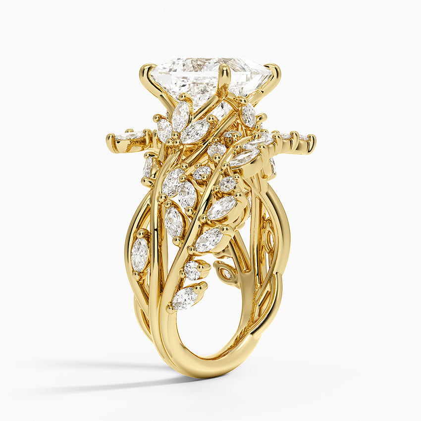 Secret Garden Wrap Diamond Ring - Princess Cut Center Stone