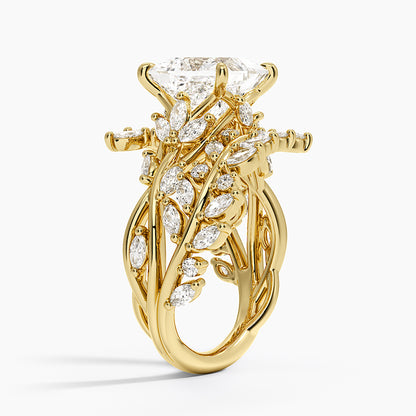 Secret Garden Wrap Diamond Ring - Princess Cut Center Stone