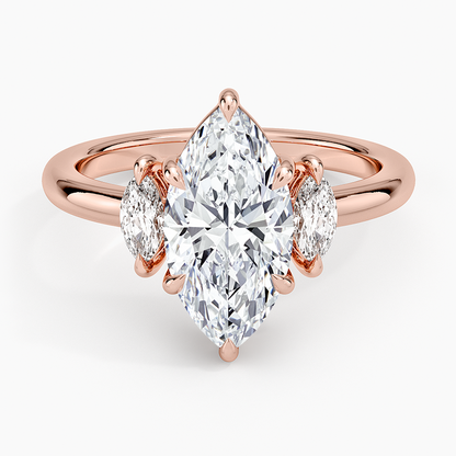 Sasha Three Stone Marquise Diamond Ring (1/3 ct. tw.) - Marquise Center Stone