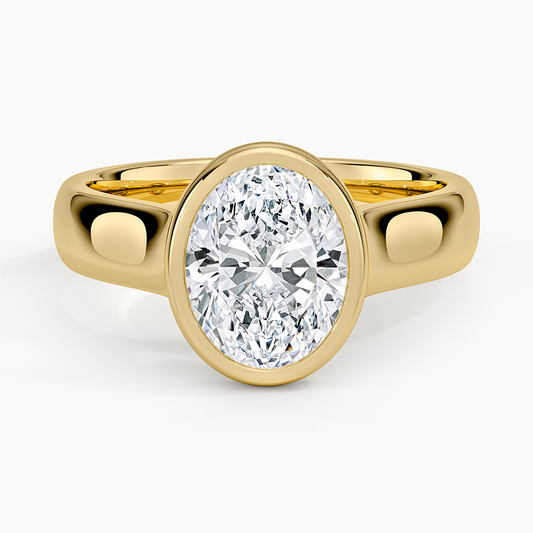 Luna 4mm Bezel Ring - Oval Center Stone