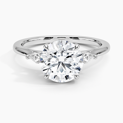 Petite Cometa Perfect Fit Three Stone Diamond Ring - Round Center Stone