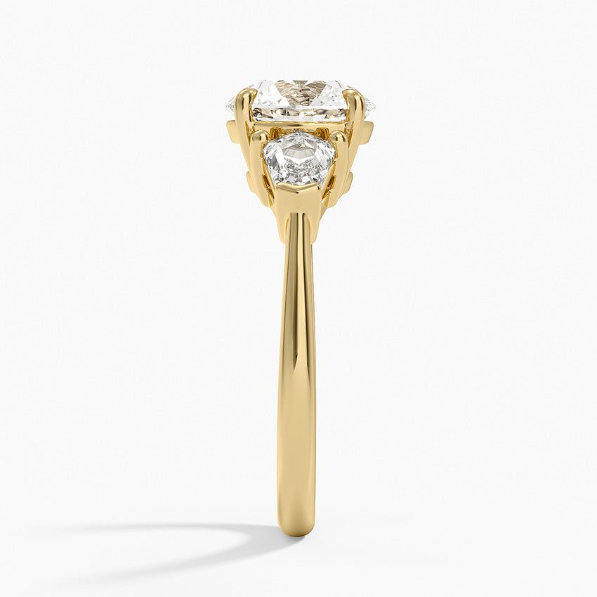 Shield Cut Three Stone Diamond Ring (1/2 ct. tw.) - Round Center Stone