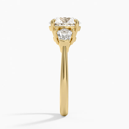 Shield Cut Three Stone Diamond Ring (1/2 ct. tw.) - Round Center Stone