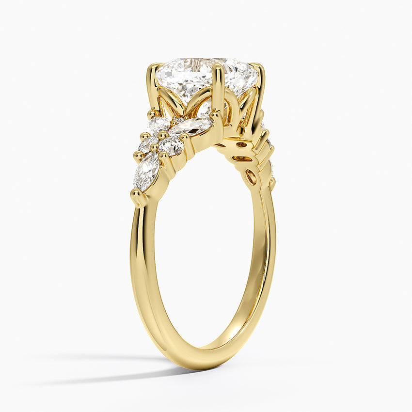 Nadia Taper Diamond Ring - Cushion Cut Center Stone