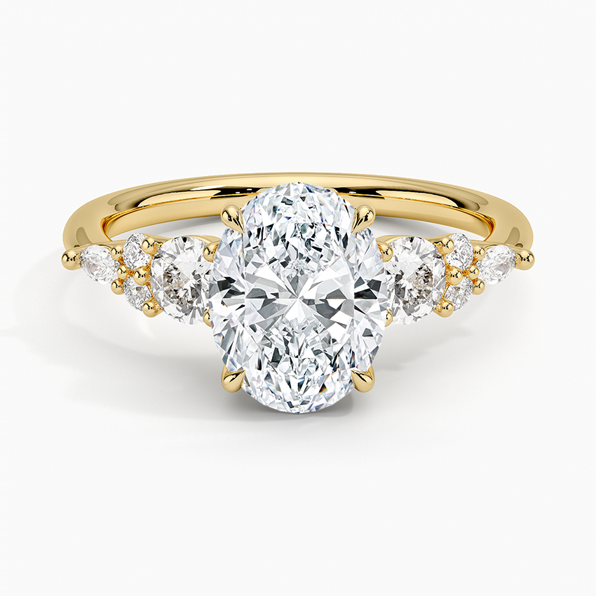 Nadia Three Stone Diamond Ring - Oval Center Stone