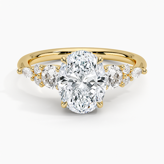 Nadia Three Stone Diamond Ring - Oval Center Stone