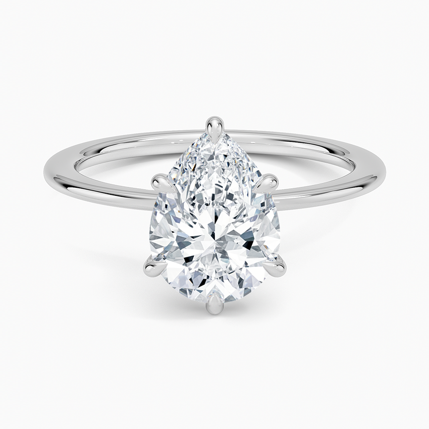 Petite Secret Halo Diamond Ring - Pear Center Stone
