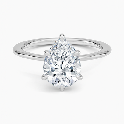 Petite Secret Halo Diamond Ring - Pear Center Stone