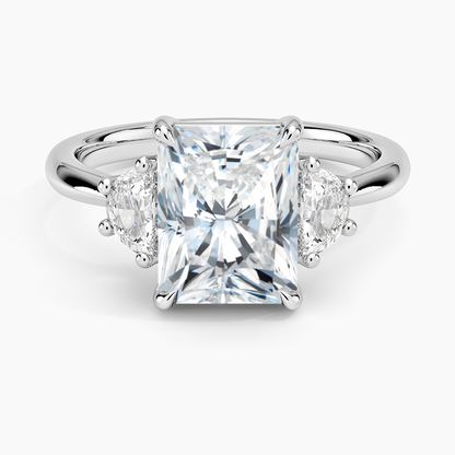 Half Moon Three Stone Diamond Ring (1/4 ct. tw.) - Radiant Cut Center Stone