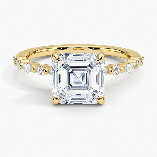 Delicate Versailles Diamond Ring - Asscher Cut Center Stone