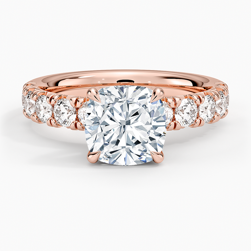 Ellora Half Coverage Diamond Ring - Cushion Cut Center Stone