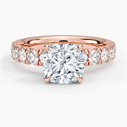Ellora Half Coverage Diamond Ring - Cushion Cut Center Stone
