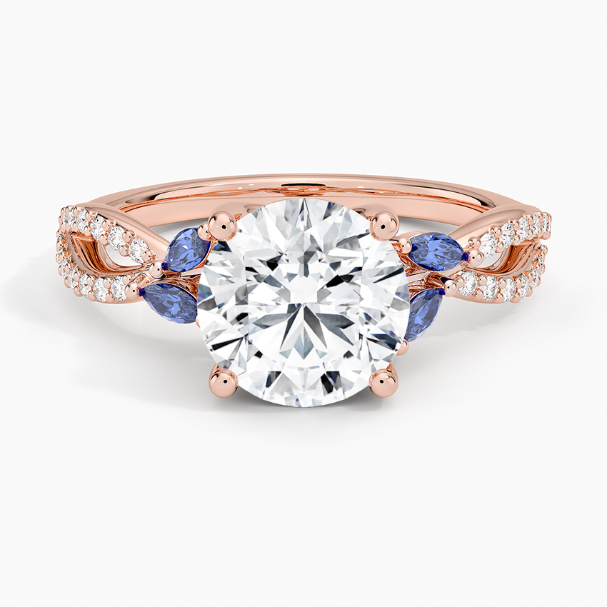Luxe Willow Sapphire and Diamond Ring (1/8 ct. tw.) - Round Center Stone