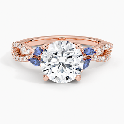 Luxe Willow Sapphire and Diamond Ring (1/8 ct. tw.) - Round Center Stone
