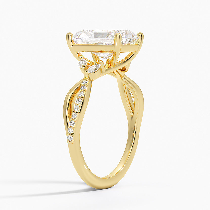 Petite Twisted Willow Diamond Ring - Radiant Cut Center Stone