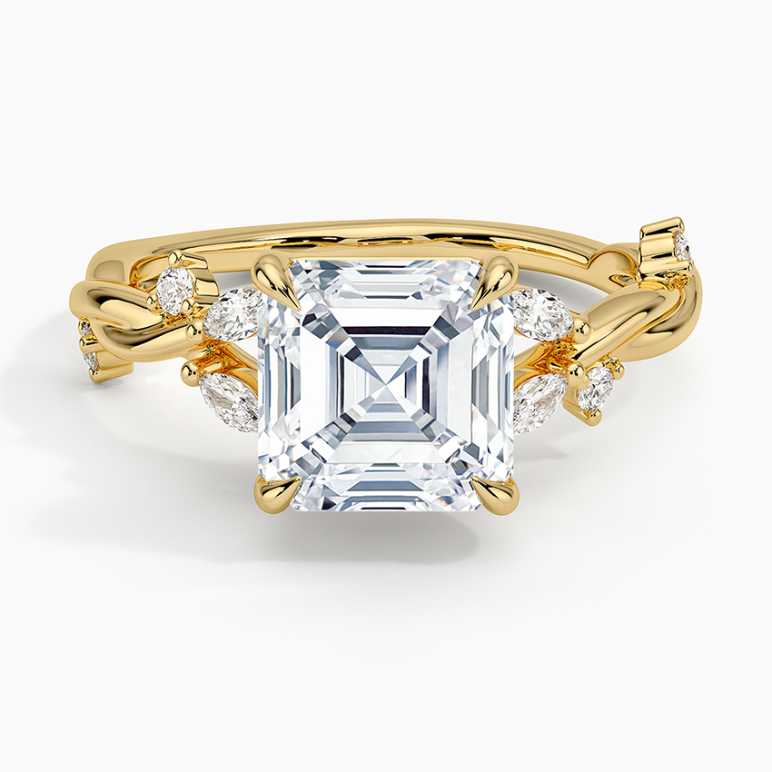 Azalea Twist Diamond Ring - Asscher Cut Center Stone