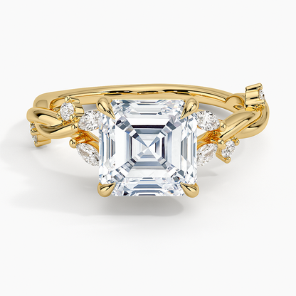 Azalea Twist Diamond Ring - Asscher Cut Center Stone