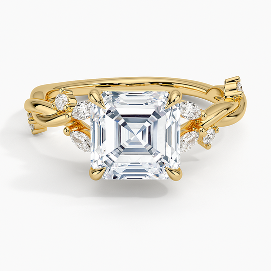 Azalea Twist Diamond Ring - Asscher Cut Center Stone