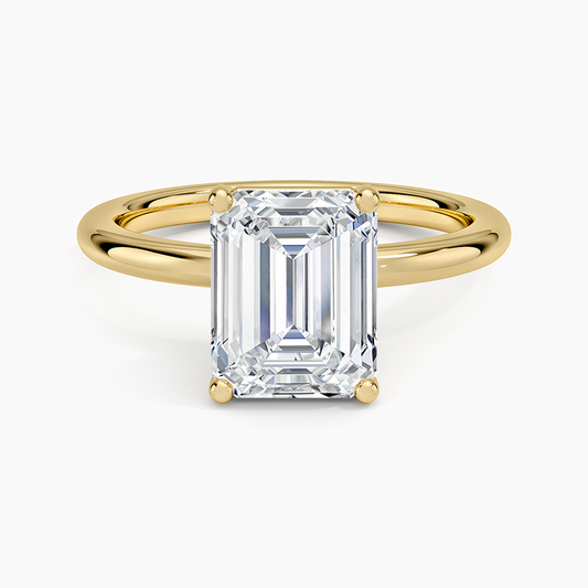 Sydney Perfect Fit 2mm Solitaire Ring - Emerald Cut Center Stone