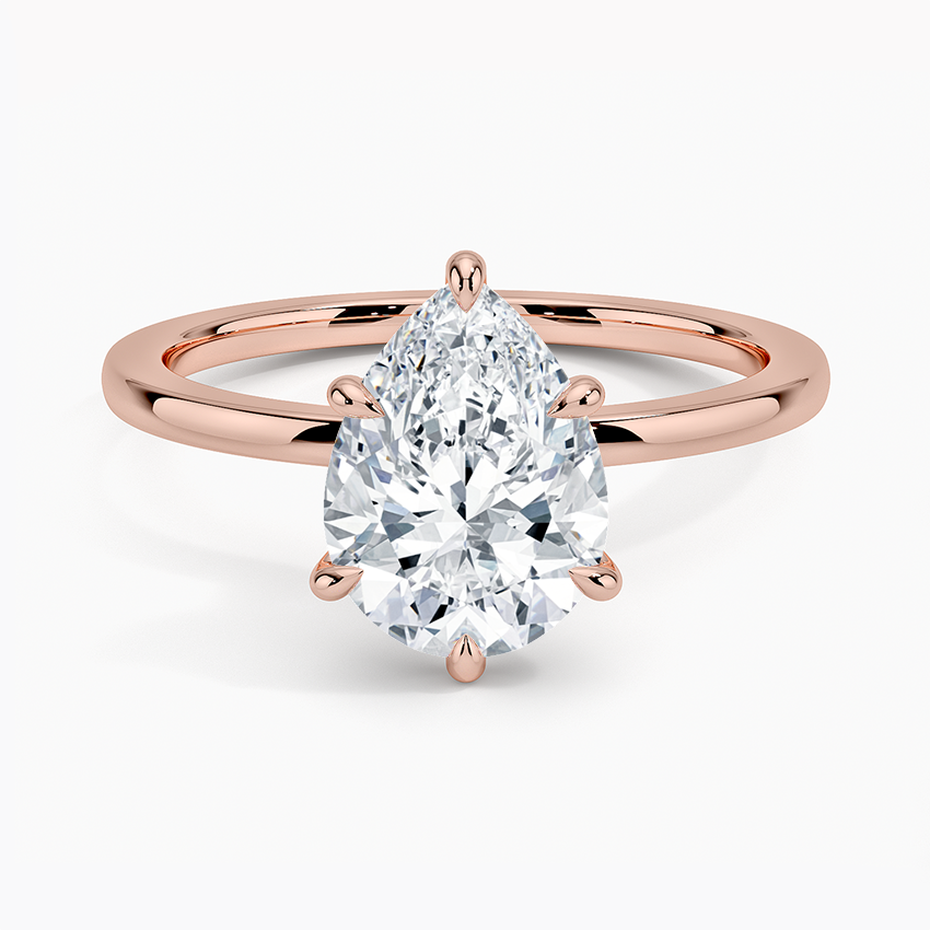 Secret Halo Six-Prong Diamond Ring - Pear Center Stone