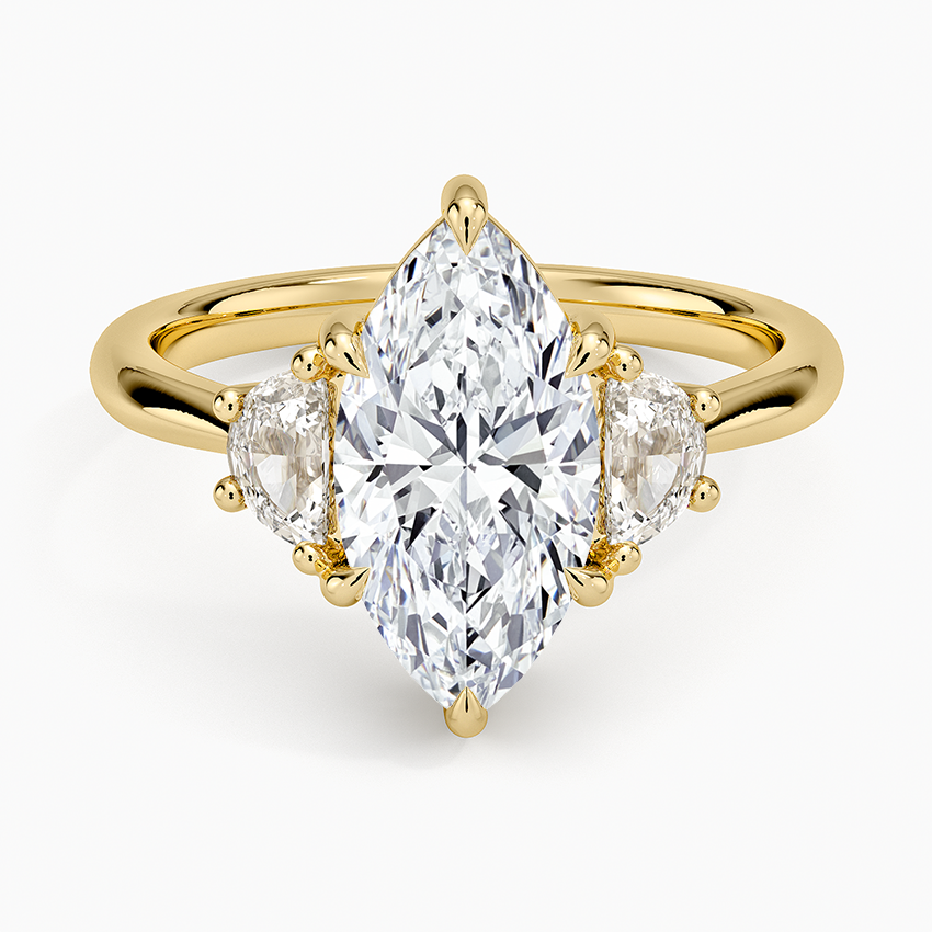 Half Moon Three Stone Diamond Ring (1/4 ct. tw.) - Marquise Center Stone