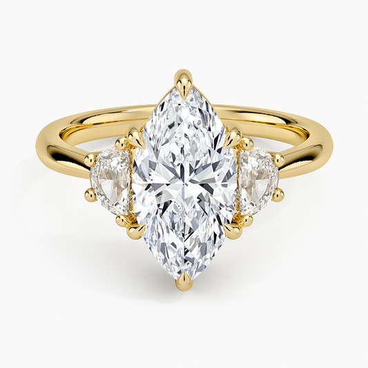 Half Moon Three Stone Diamond Ring (1/4 ct. tw.) - Marquise Center Stone