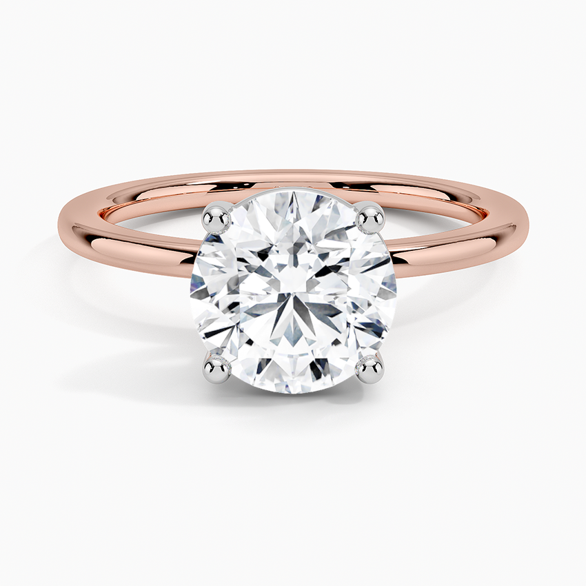 Platinum Mixed Metal Perfect Fit Solitaire Ring - Round Center Stone