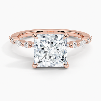 Delicate Versailles Diamond Ring - Princess Cut Center Stone