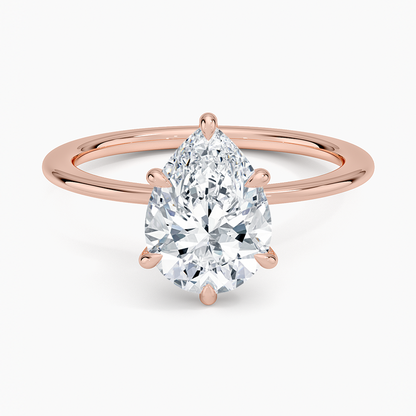 Petite Secret Halo Diamond Ring - Pear Center Stone