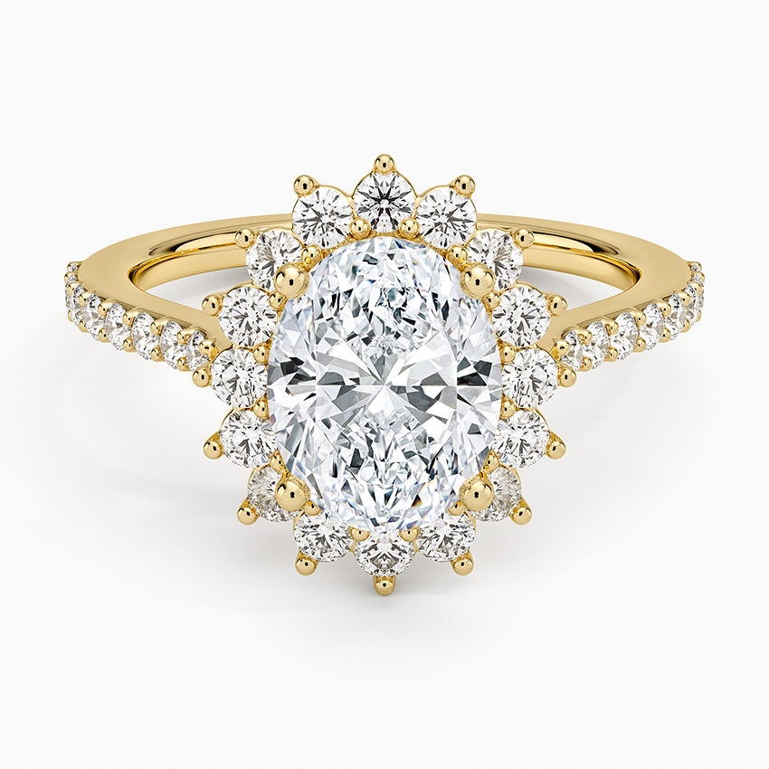 Luxe Sunburst Halo Diamond Ring (1/2 ct. tw.) - Oval Center Stone