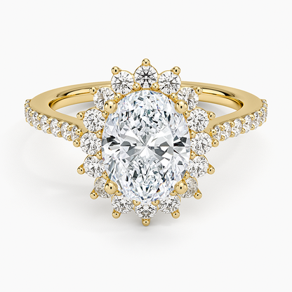 Luxe Sunburst Halo Diamond Ring (1/2 ct. tw.) - Oval Center Stone