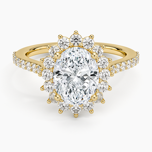 Luxe Sunburst Halo Diamond Ring (1/2 ct. tw.) - Oval Center Stone