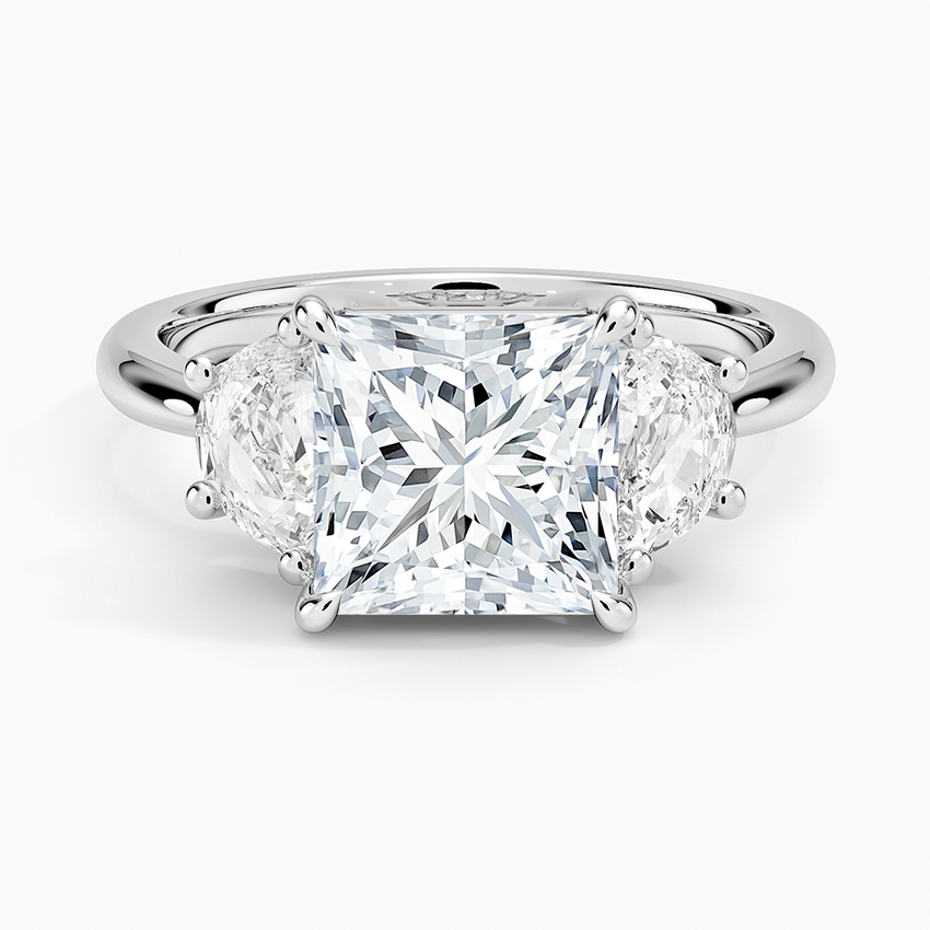Half Moon Three Stone Diamond Ring (1/2 ct. tw.) - Princess Cut Center Stone