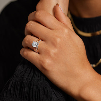 Mixed Metal Perfect Fit Solitaire Ring - Round Cut Center Stone