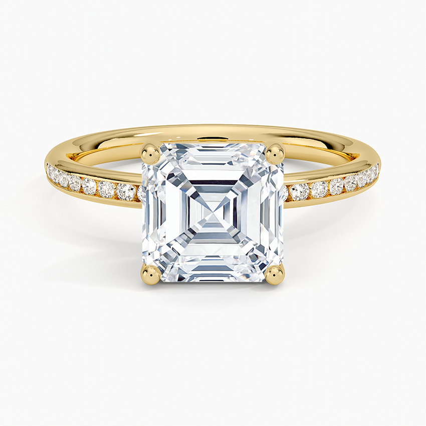 Tabitha Channel Set Diamond Ring - Asscher Cut Center Stone
