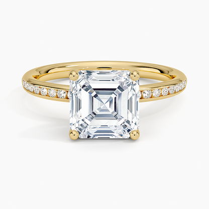 Tabitha Channel Set Diamond Ring - Asscher Cut Center Stone